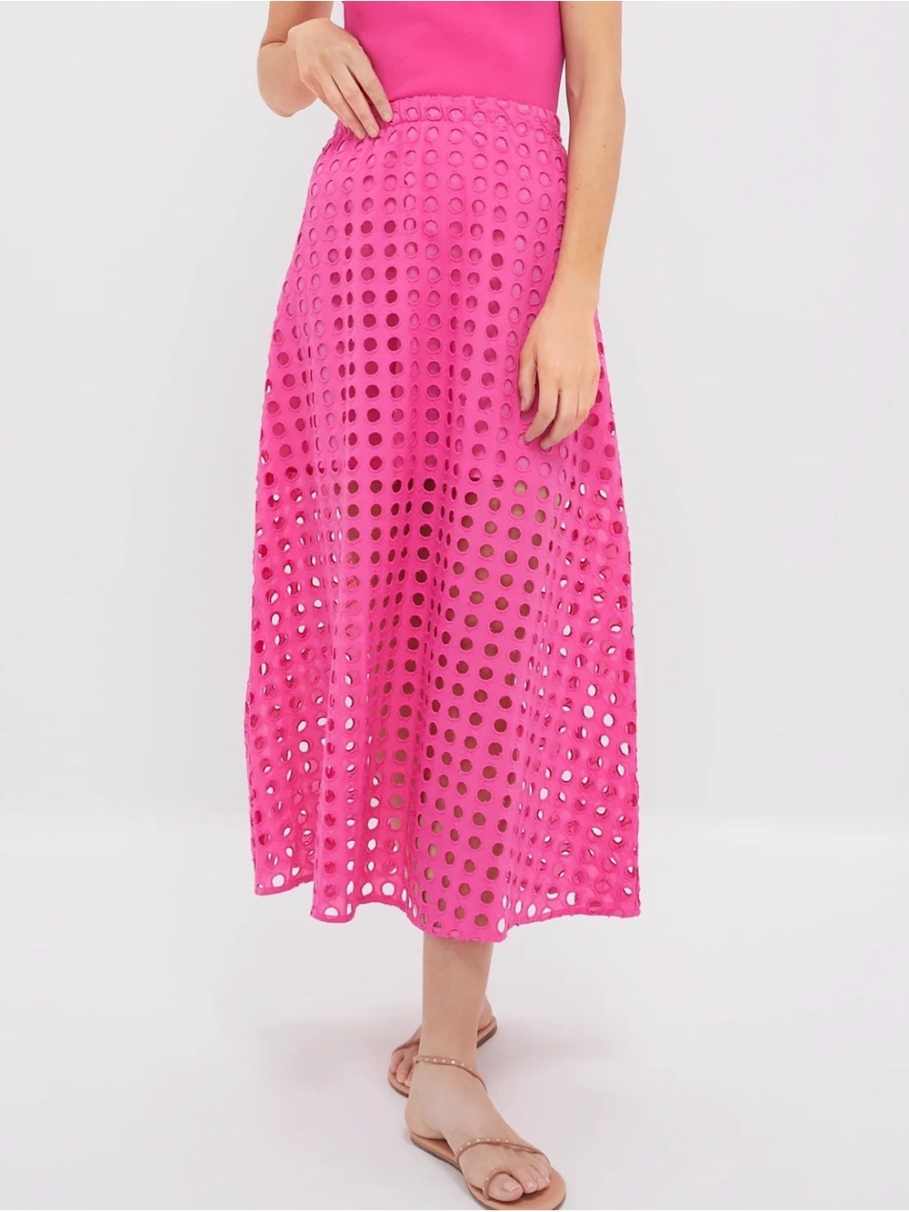 Tuckernuck Hot Pink Cotton Eyelet Eve Skirt Large